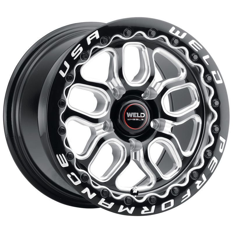 Weld S907 15x10 Laguna Beadlock 5x114.3 ET25 BS6.5 Gloss Black MIL Dia 78.1