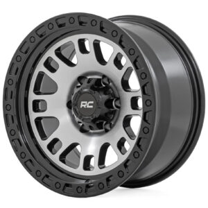 Rough Country 82 Series Wheel | One-Piece | Machined Semi Gloss Black | 17x9 | 5x4.5 | -12mm