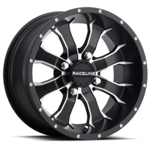 Raceline A77 Mamba 15x7in / 4x156 BP / 5mm Offset / 132.5mm Bore - Black & Machined Wheel